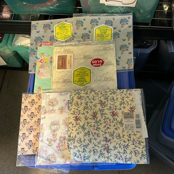 Lot of 3 vintage all occasion wrapping paper dead stock ephemera plus 4 partial - Picture 1 of 4